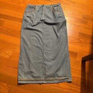 Elegant Blue Denim Maxi Skirt